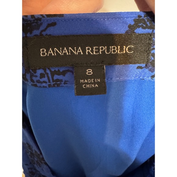 Royal Blue Damask Pleated Skirt Size 8 Old Money Academia‎ Coquette Coastal Chic - Picture 4 of 7